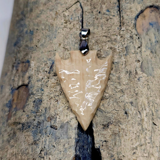 Woolly Mammoth Fossil Ivory Arrowhead Pendant | Boneyard Alaska