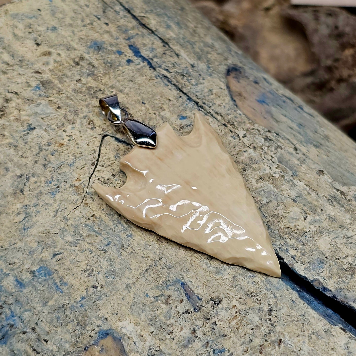 Woolly Mammoth Fossil Ivory Arrowhead Pendant | Boneyard Alaska