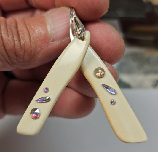 Woolly Mammoth Ivory and Swavorski Crystal Earrings