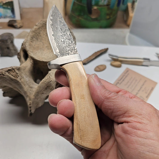 Alaska Boneyard Woolly Mammoth Ivory Grip and Damascus Blade