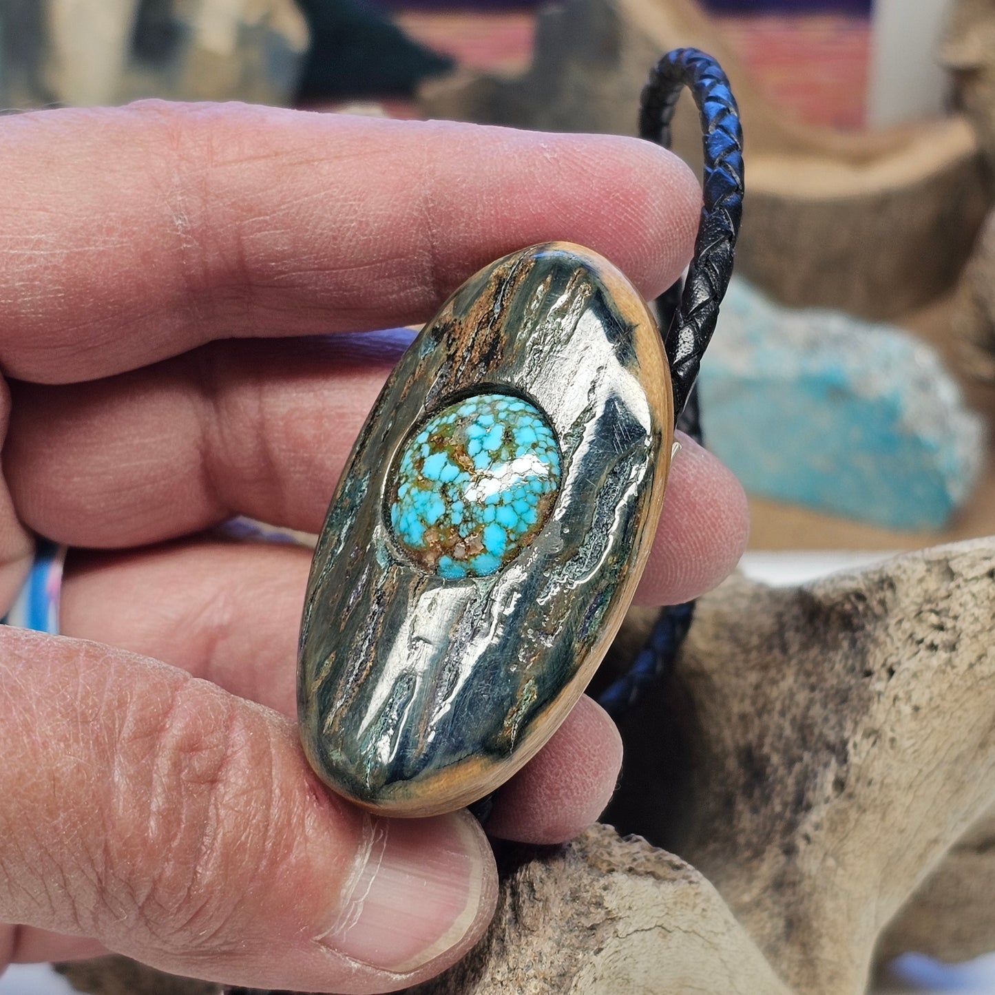 Woolly Mammoth Ivory Bolo Tie | Kingman Turquoise