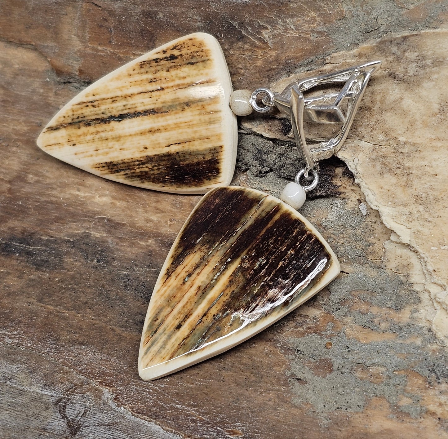 Woolly Mammoth Fossil Ivory Dangle Earrings | Ice Age Treasures
