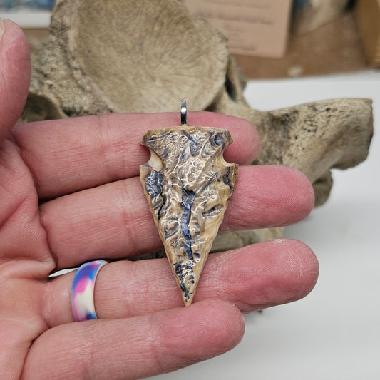 Boneyard Alaska Woolly Mammoth Ivory Arrowhead Pendant 2"