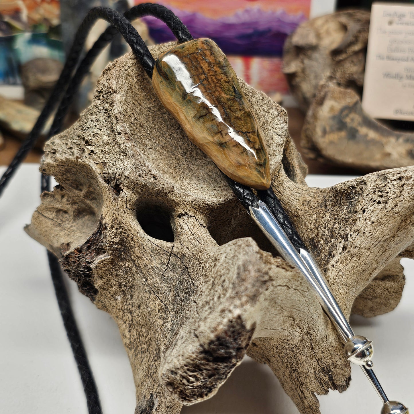 Woolly Mammoth Fossil Ivory Bolo Tie | Small Game Point