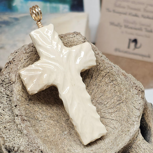 Boneyard Alaska Woolly Mammoth Ivory Carved Christian Cross