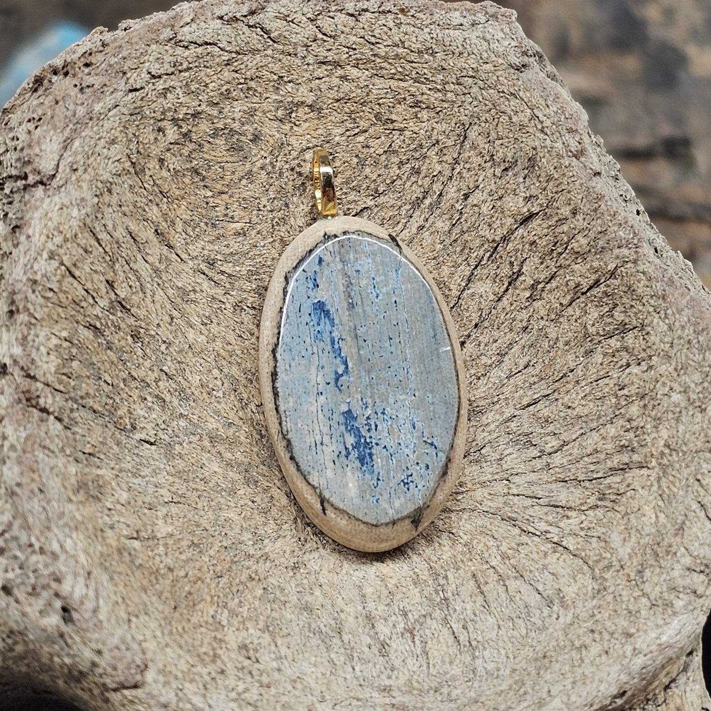 Woolly Mammoth Fossil Ivory "Blue Babe" Pendant | Ice Age Treasures