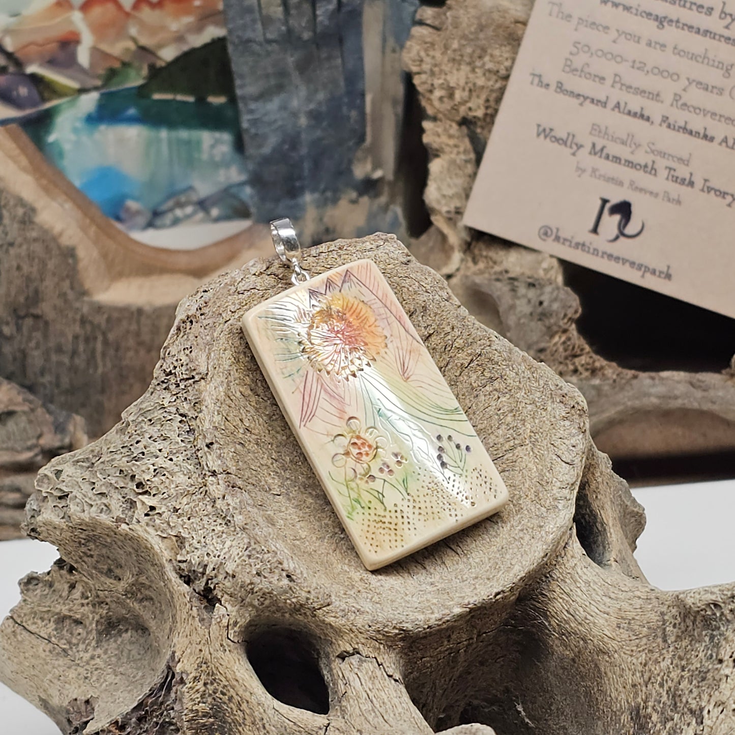 Boneyard Alaska Woolly Mammoth Fossil Ivory Pendant | Ice Age Treasures