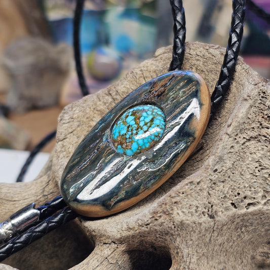 Woolly Mammoth Ivory Bolo Tie | Kingman Turquoise