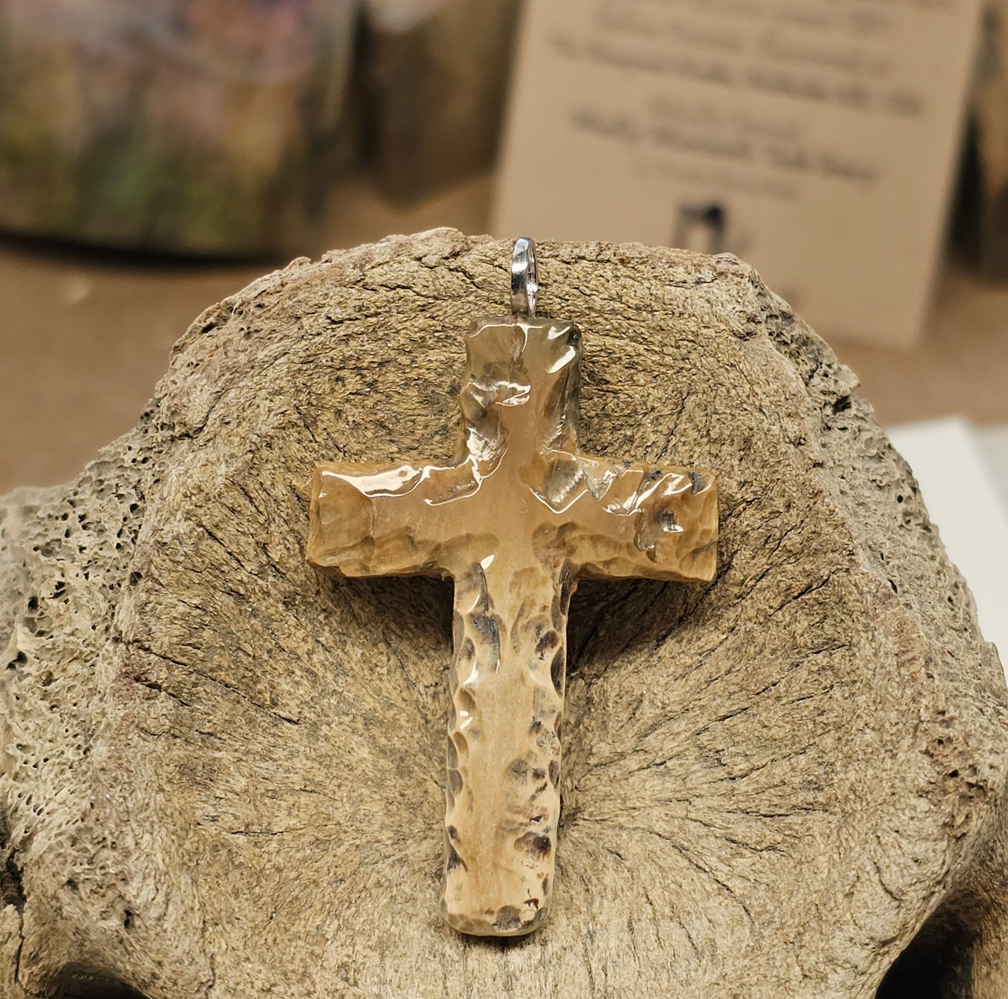 Boneyard Alaska Woolly Mammoth Ivory Carved Christian Cross