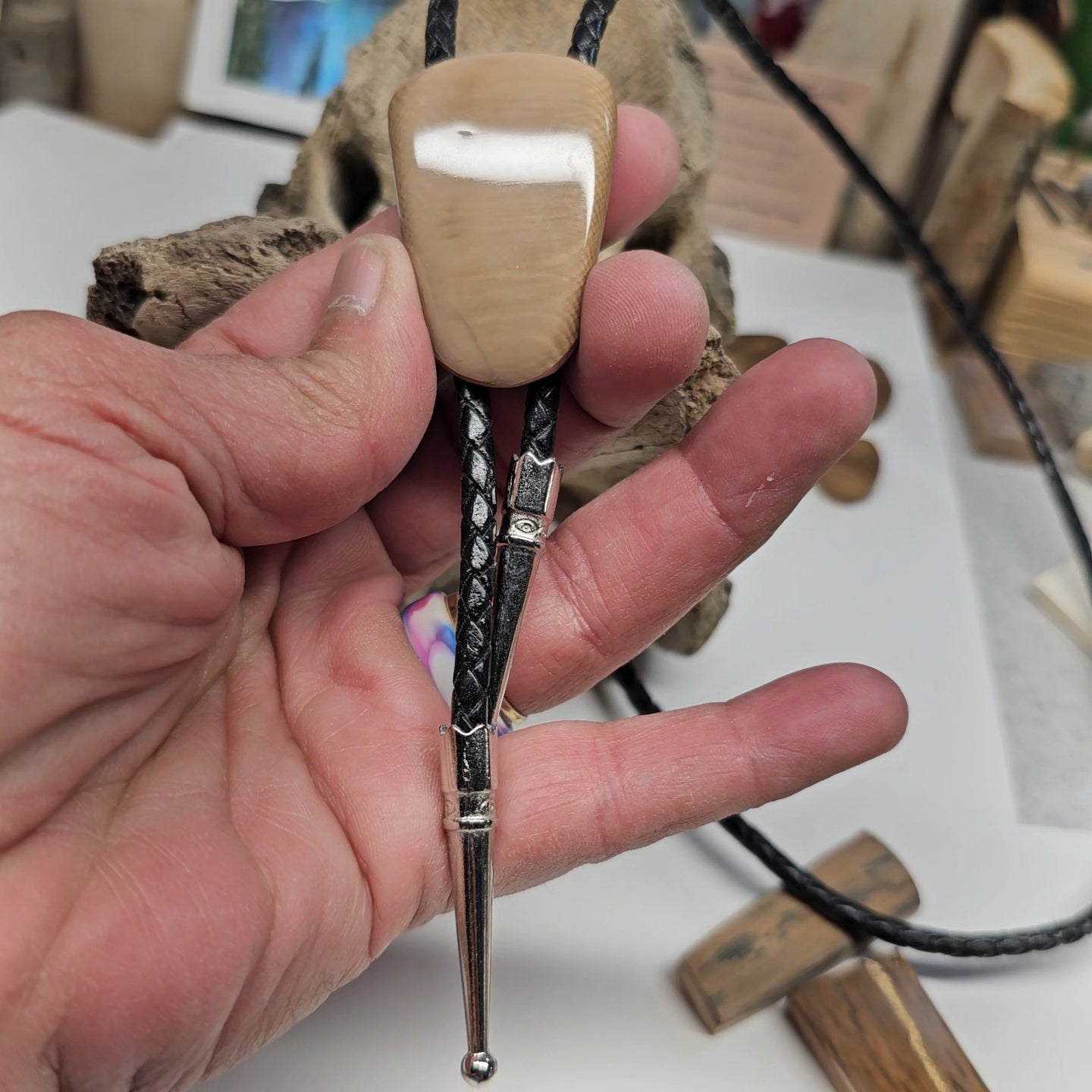 Woolly Mammoth Ivory Western Cowboy Bolo Tie