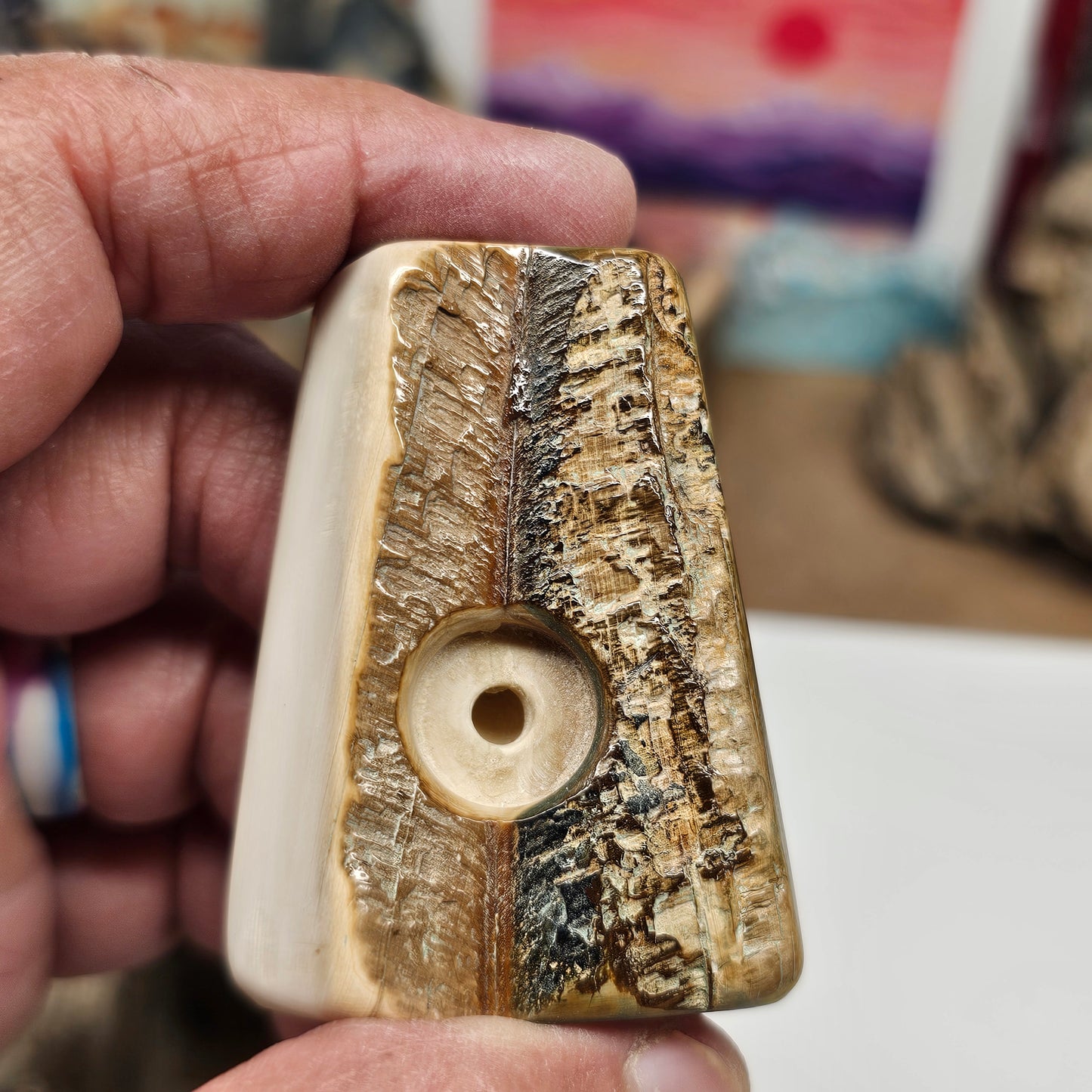 Woolly Mammoth Fossil Ivory Pipe "Ice Age Ember" | Boneyard Alaska