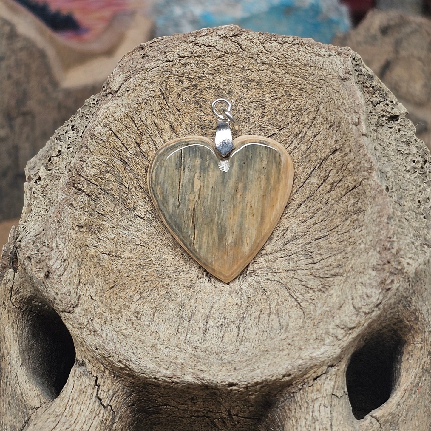 Woolly Mammoth Fossil Ivory Heart Pendant | Ice Age Treasures