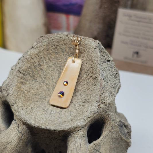 Boneyard Alaska Woolly Mammoth Ivory and Swarovski Crystal Pendant