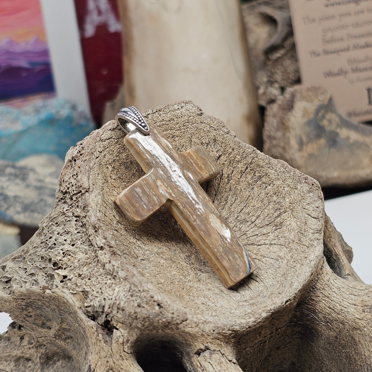 Woolly Mammoth Ivory Cross