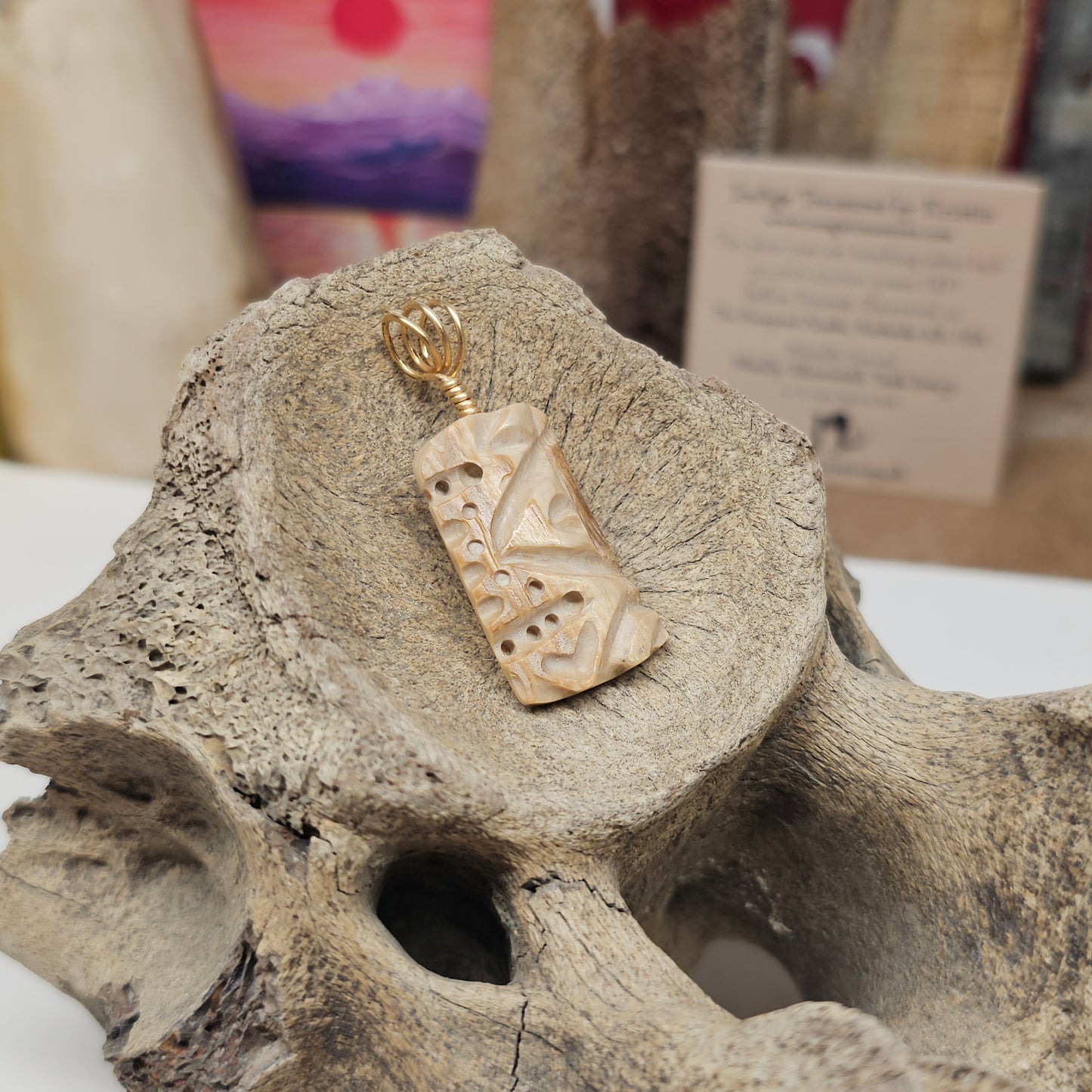 Boneyard Alaska Woolly Mammoth Ivory "Heart Totem" Pendant