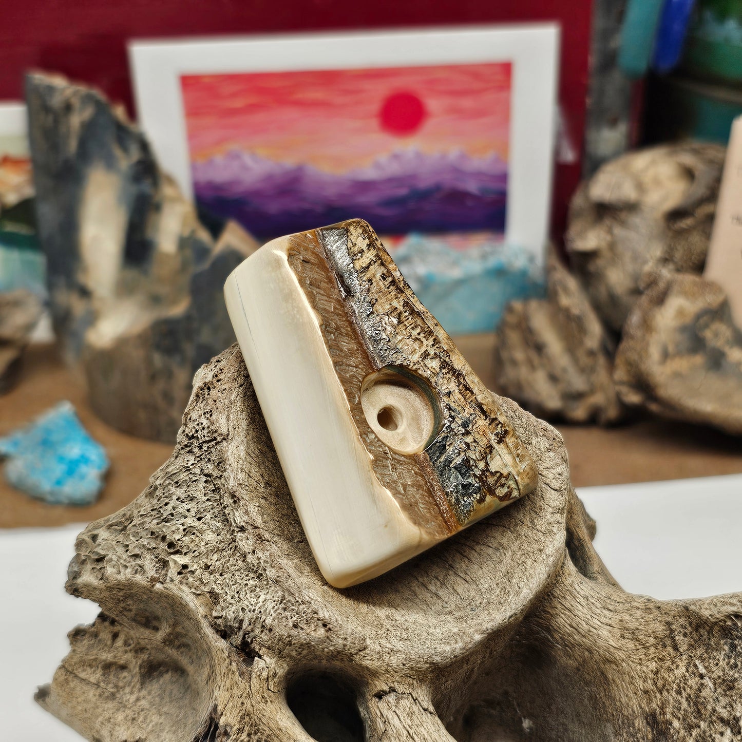 Woolly Mammoth Fossil Ivory Pipe "Ice Age Ember" | Boneyard Alaska