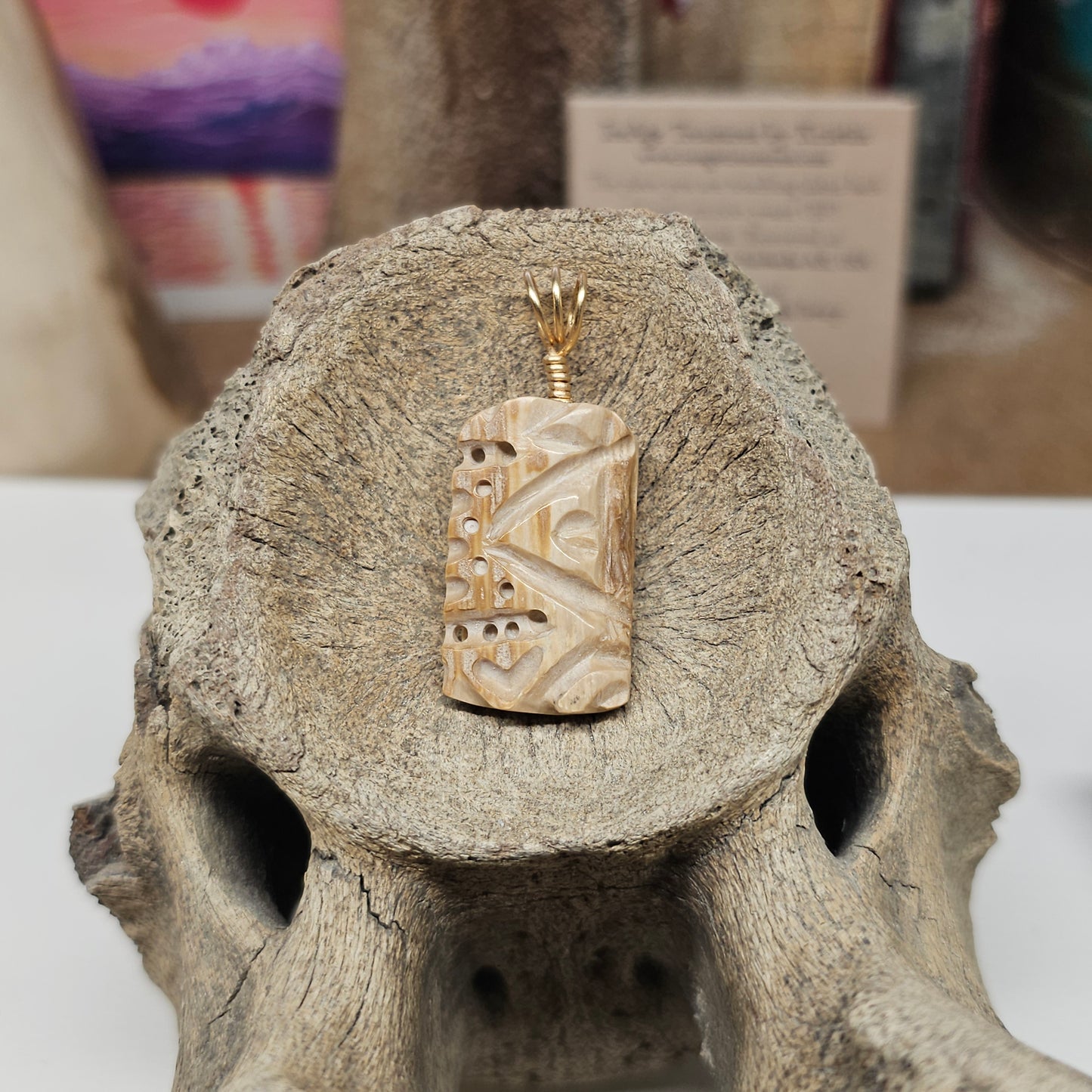 Boneyard Alaska Woolly Mammoth Ivory "Heart Totem" Pendant