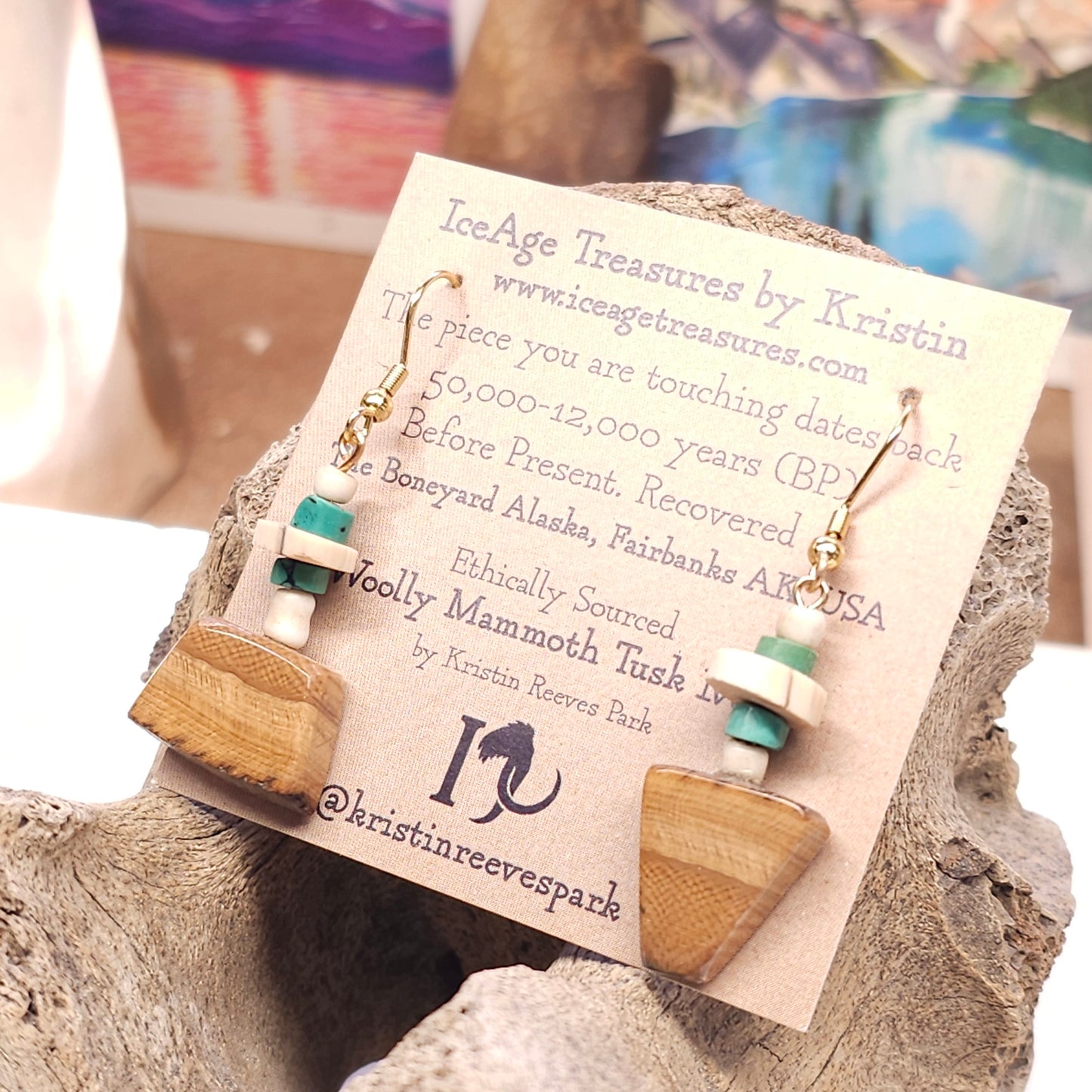 Boneyard Alaska Woolly Mammoth Ivory Bead Earrings