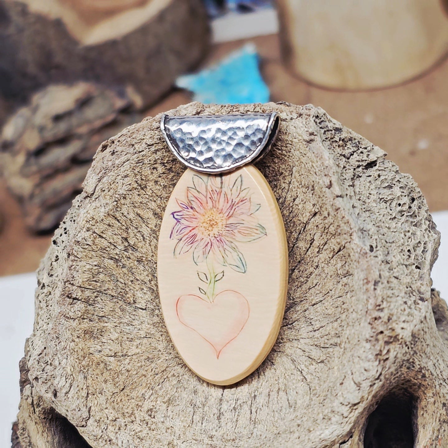 Woolly Mammoth Ivory Pendant | Heart in Bloom | Ice Age Treasures