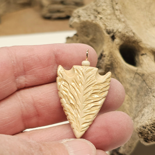 Boneyard Alaska Woolly Mammoth Ivory Arrowhead Pendant