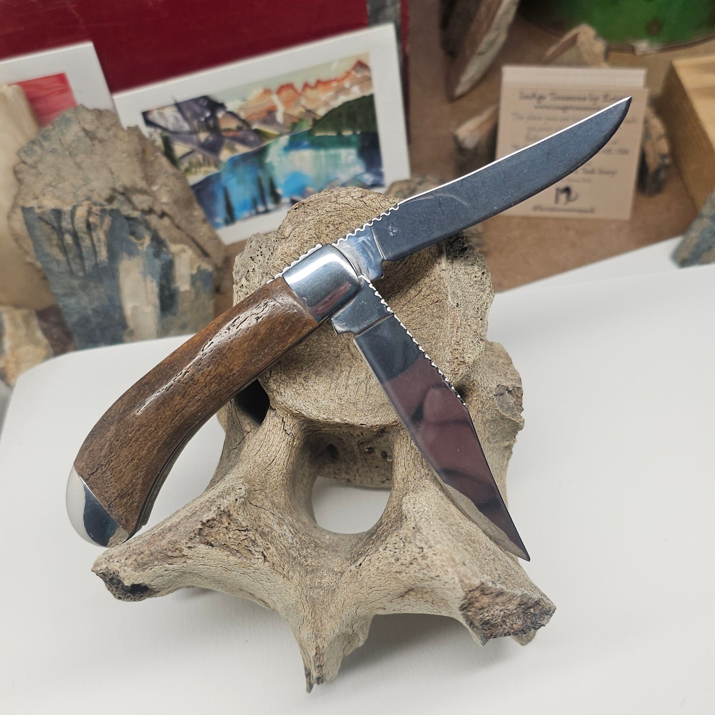 Boneyard Megafauna Bone Grip TRAPPER Pocket Knife