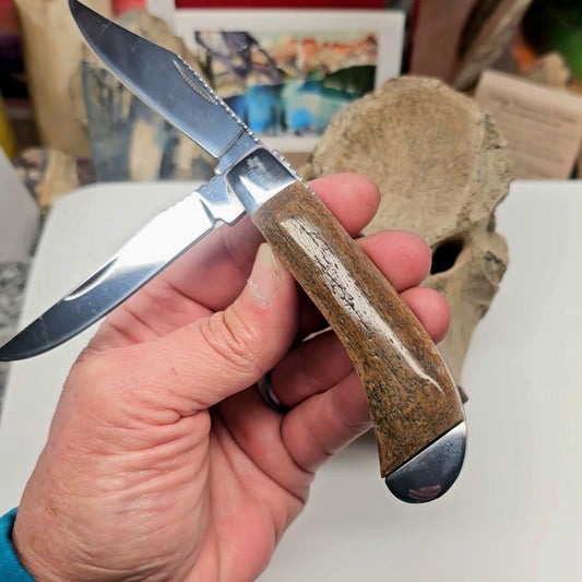 Boneyard Megafauna Bone Grip TRAPPER Pocket Knife