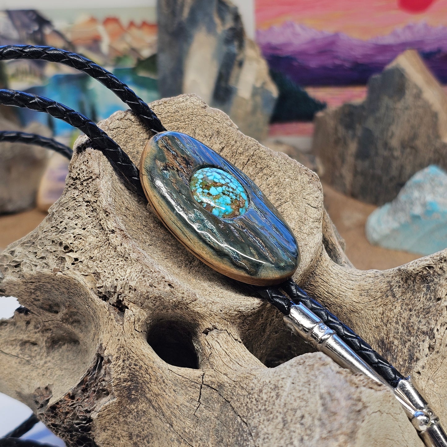 Woolly Mammoth Ivory Bolo Tie | Kingman Turquoise