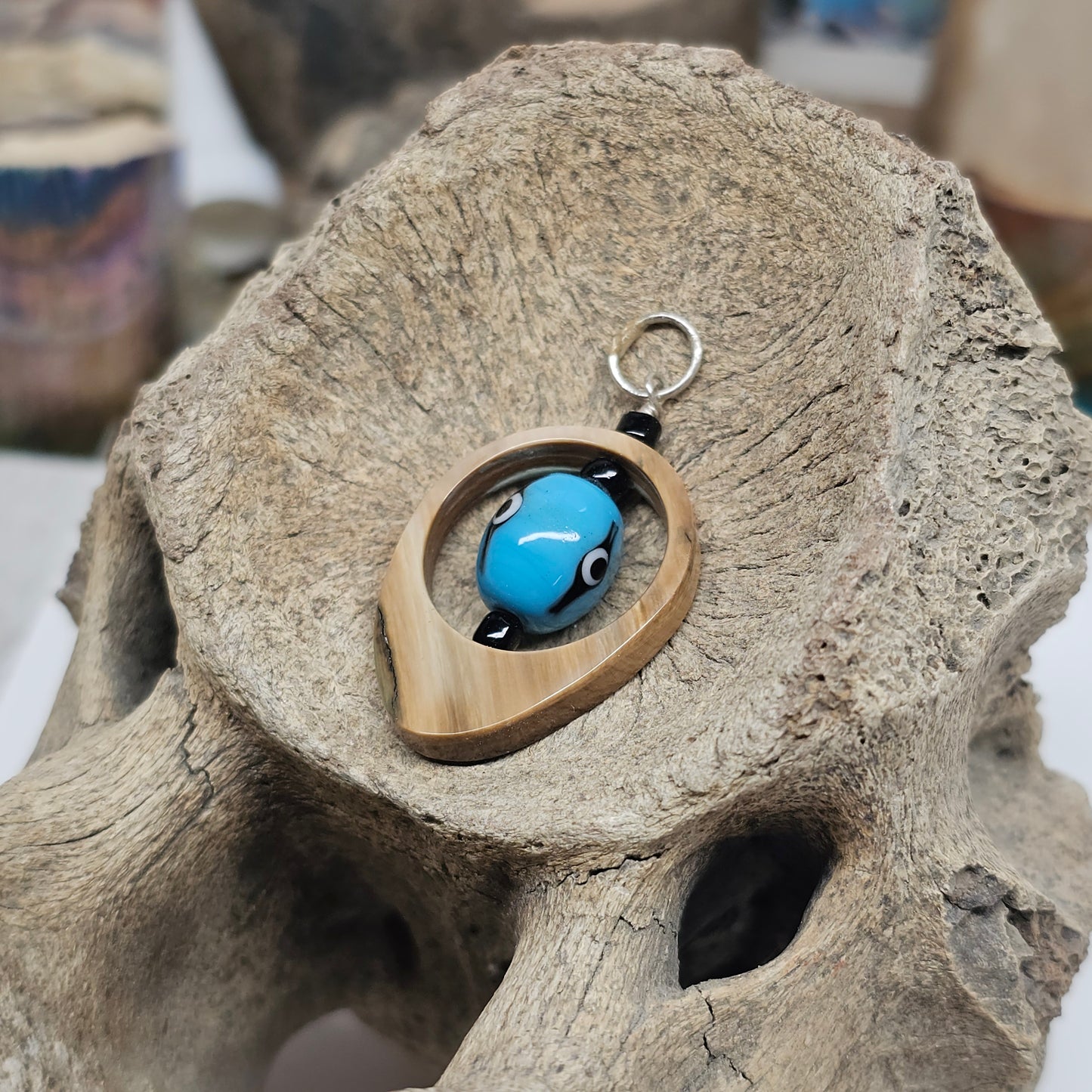 Boneyard Alaska Woolly Mammoth Ivory Pendant with sterling silver hardware, one-of-a-kind piece