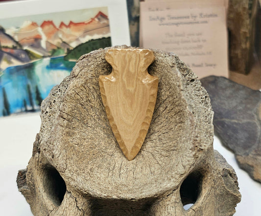 Boneyard Alaska Woolly Mammoth Carved Arrowhead 1-3/4"