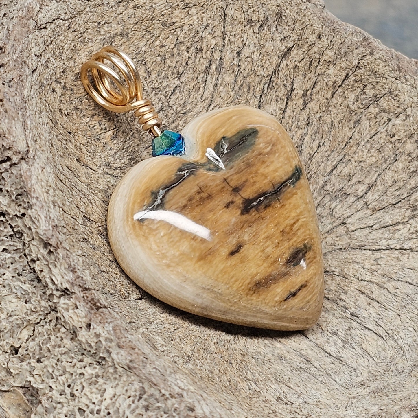 Woolly Mammoth Fossil Ivory Puffed Heart Pendant | Ice Age Treasures