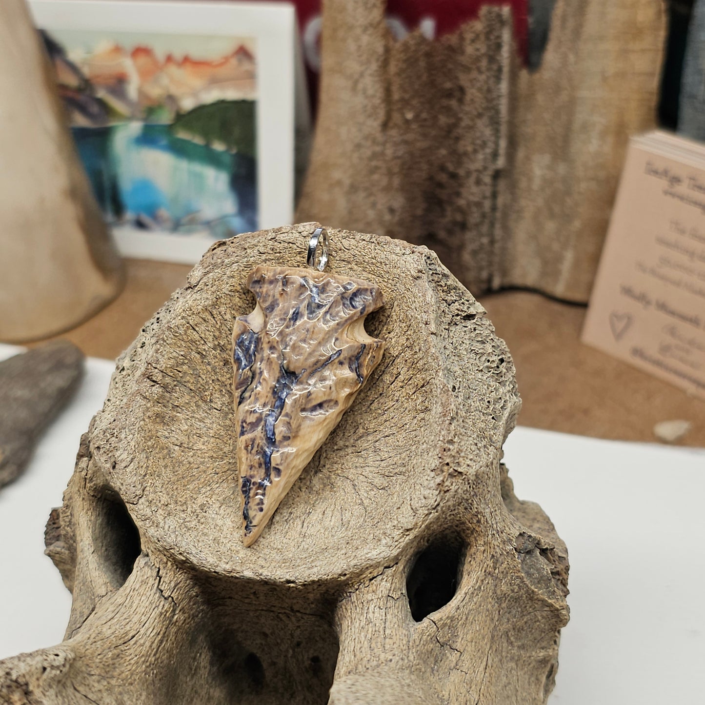 Boneyard Alaska Woolly Mammoth Ivory Arrowhead Pendant 2"