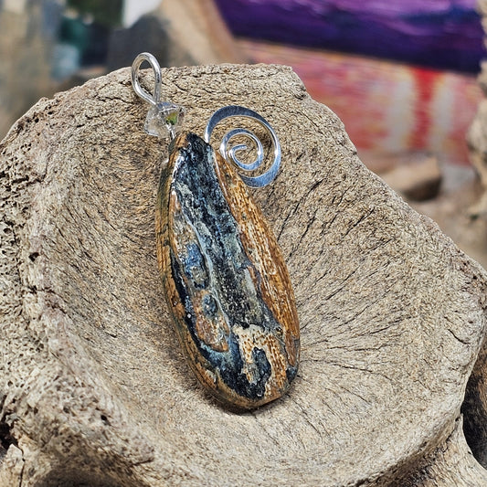 Fossil Ivory Vivianite Bark Pendant | Ice Age Treasures