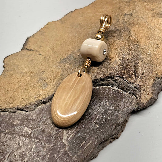 Boneyard Alaska Woolly Mammoth Ivory Bead and Cabochon Pendant