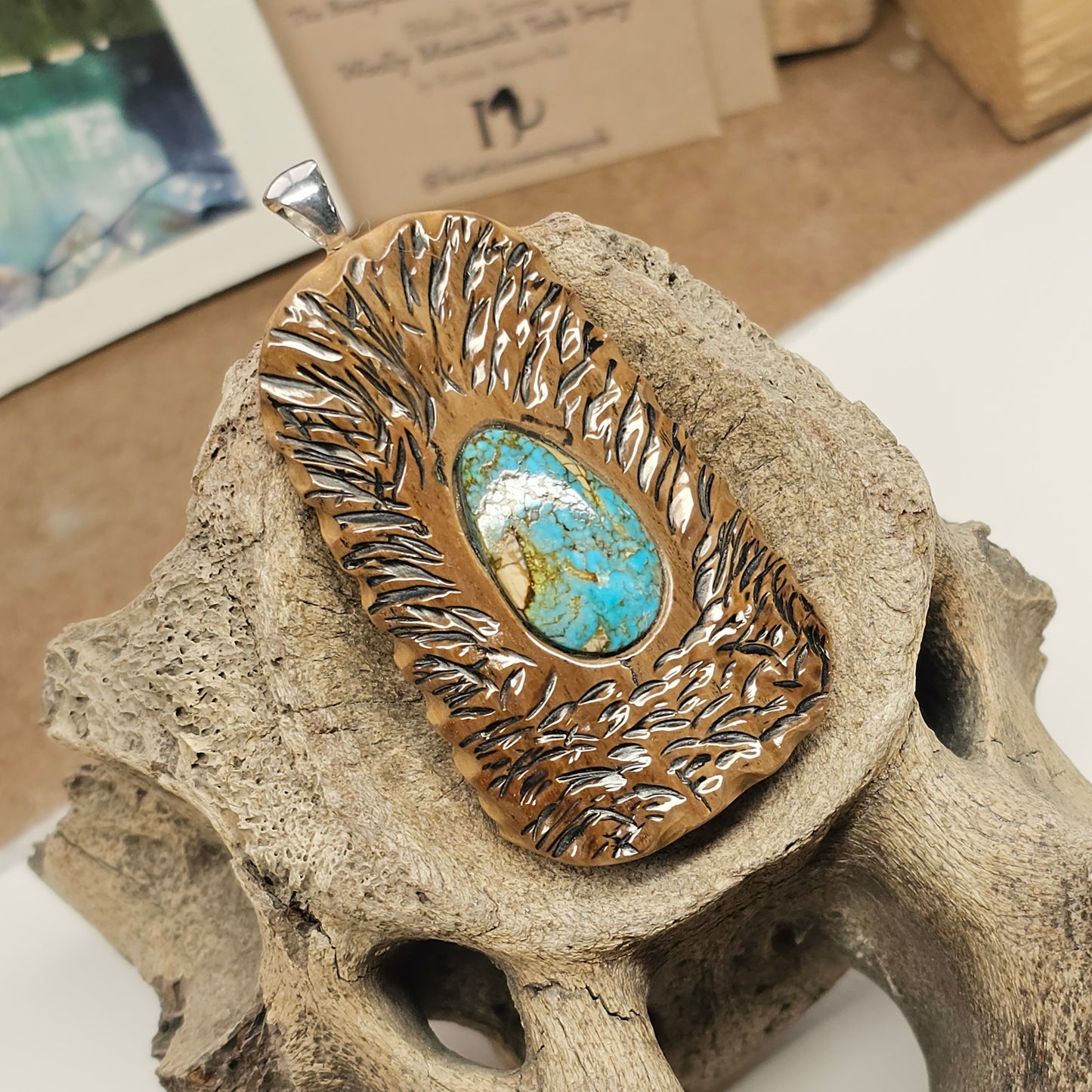 Woolly Mammoth Ivory Turquoise Pendant "Mammoth's Nest"