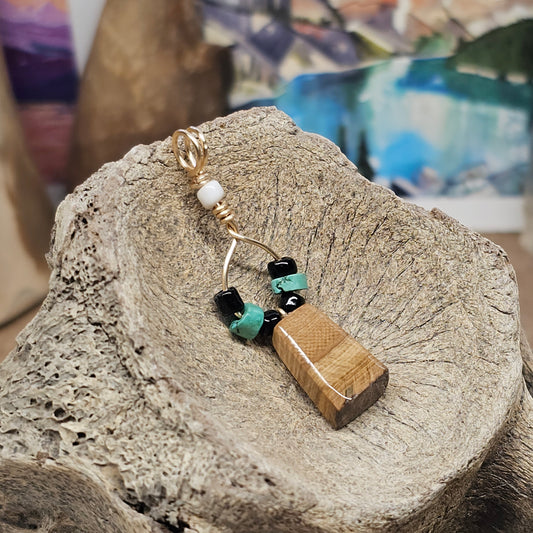 Boneyard Alaska Woolly Mammoth Ivory Pendant with Onyx and Turquoise