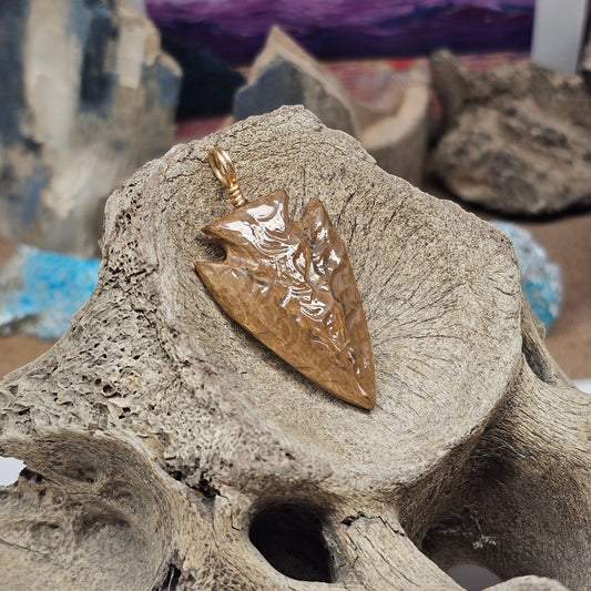 Woolly Mammoth Bark Ivory Arrowhead Pendant | Boneyard Alaska