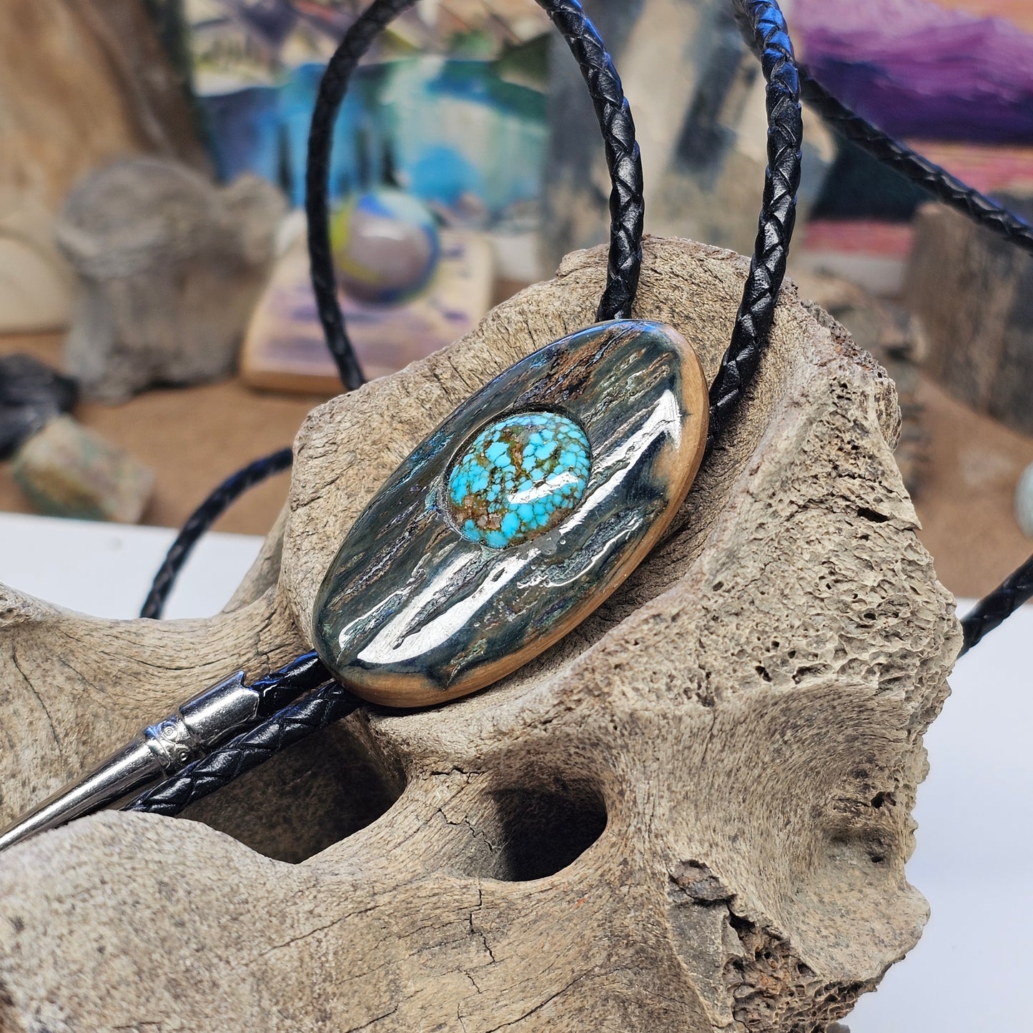 Woolly Mammoth Ivory Bolo Tie | Kingman Turquoise