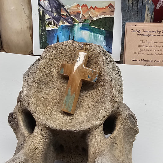 Boneyard Alaska Woolly Mammoth Ivory Christian Cross