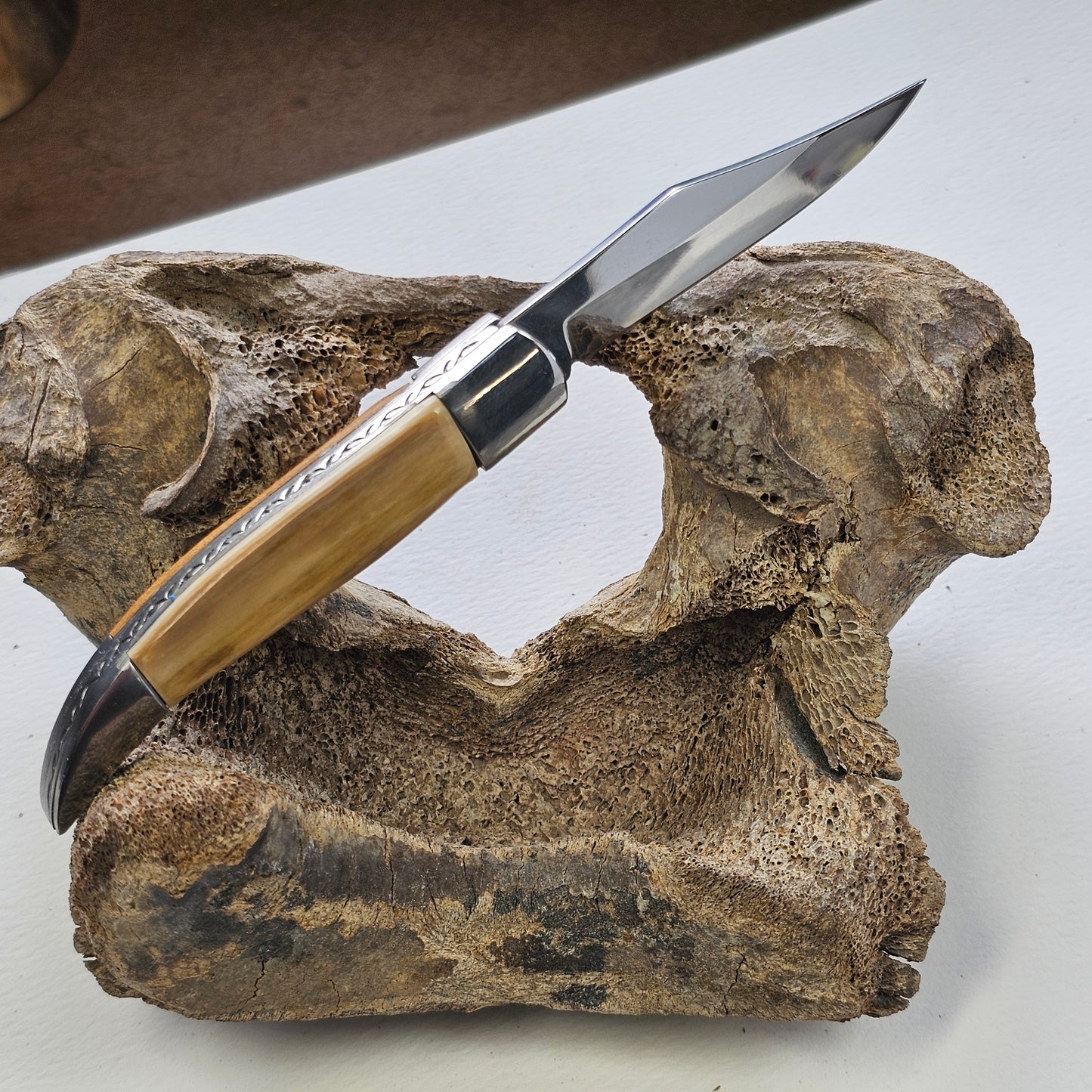 Boneyard Woolly Mammoth Ivory Grip Texas Toothpick Pocket Knife