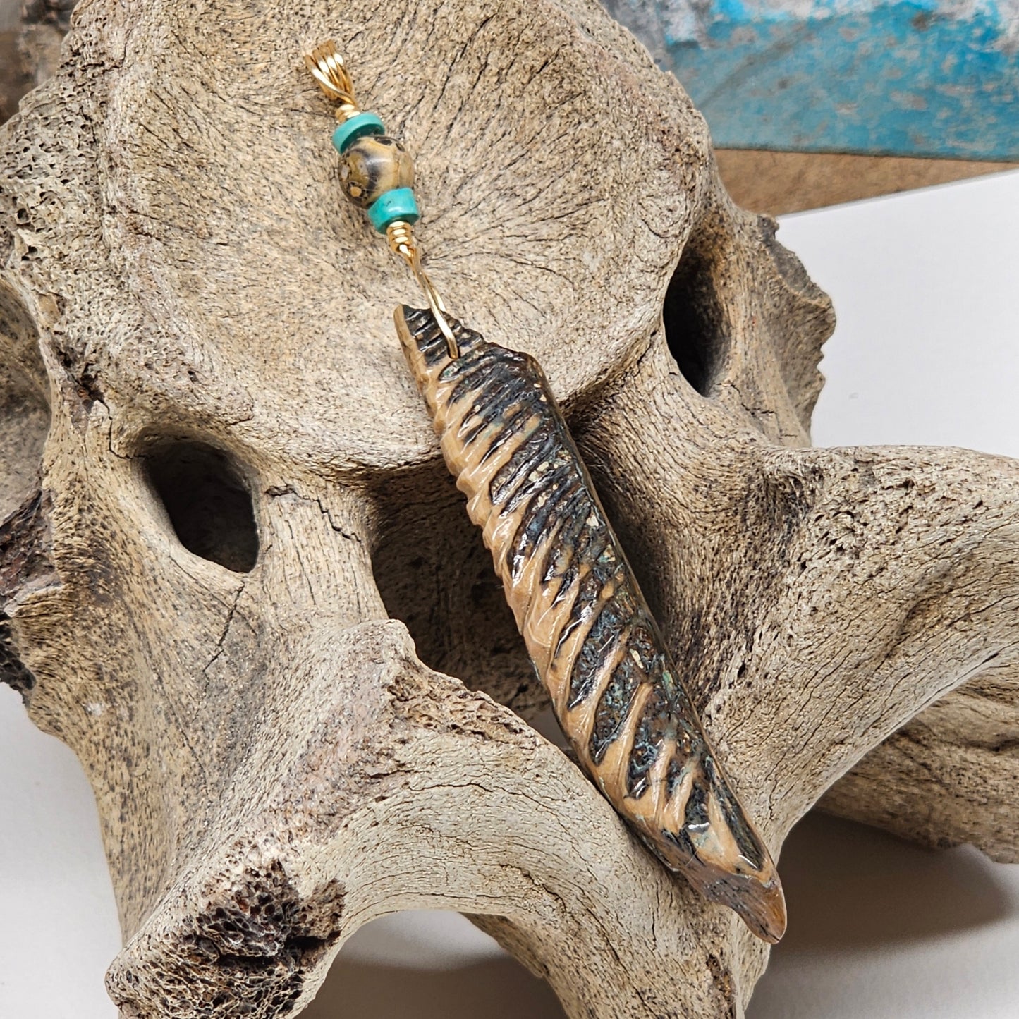 Ancient Flight — Woolly Mammoth Ivory Feather Pendant