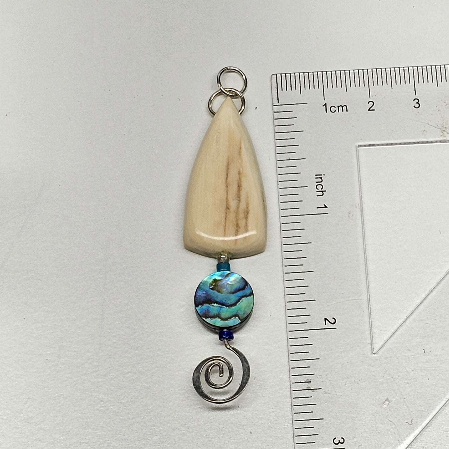 Boneyard Woolly Mammoth Ivory Abalone Sterling Pendant