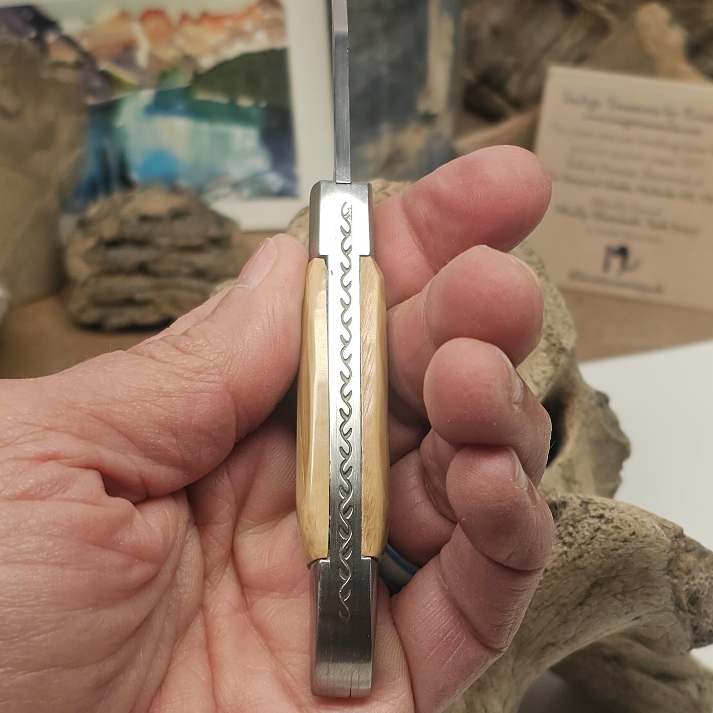 Woolly Mammoth Fossil Ivory Grip Texas Toothpick Pocket Knife