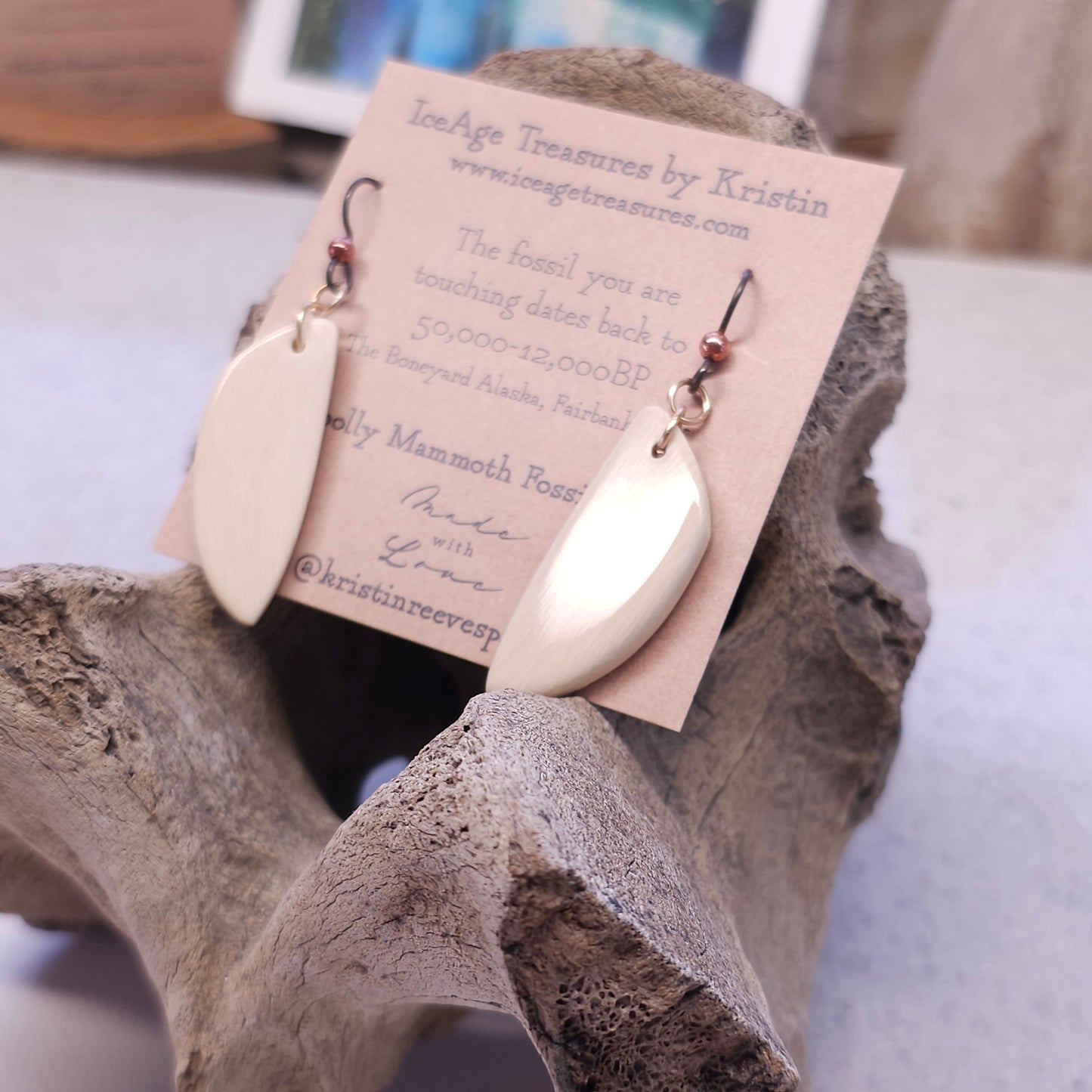 Boneyard Alaska Woolly Mammoth Ivory Earrings