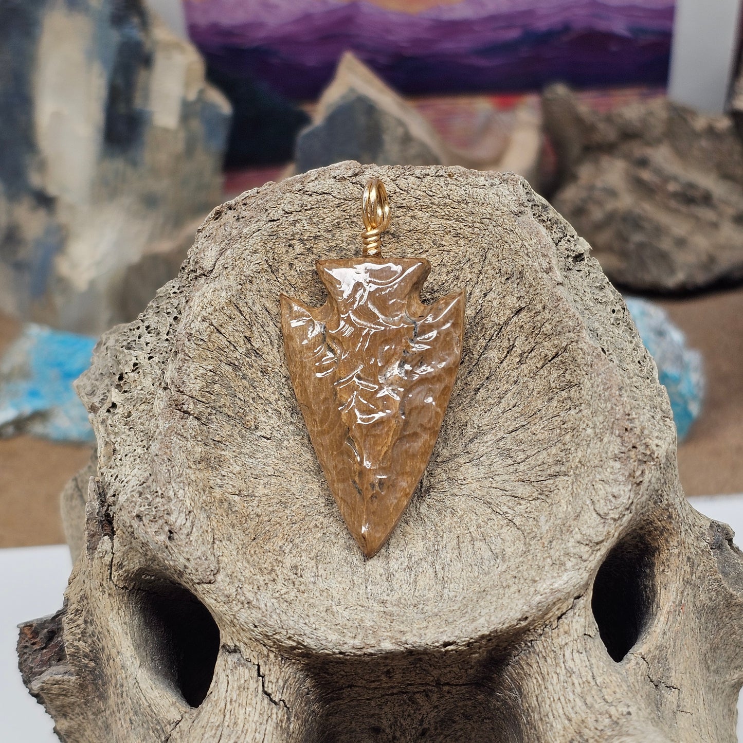 Woolly Mammoth Bark Ivory Arrowhead Pendant | Boneyard Alaska