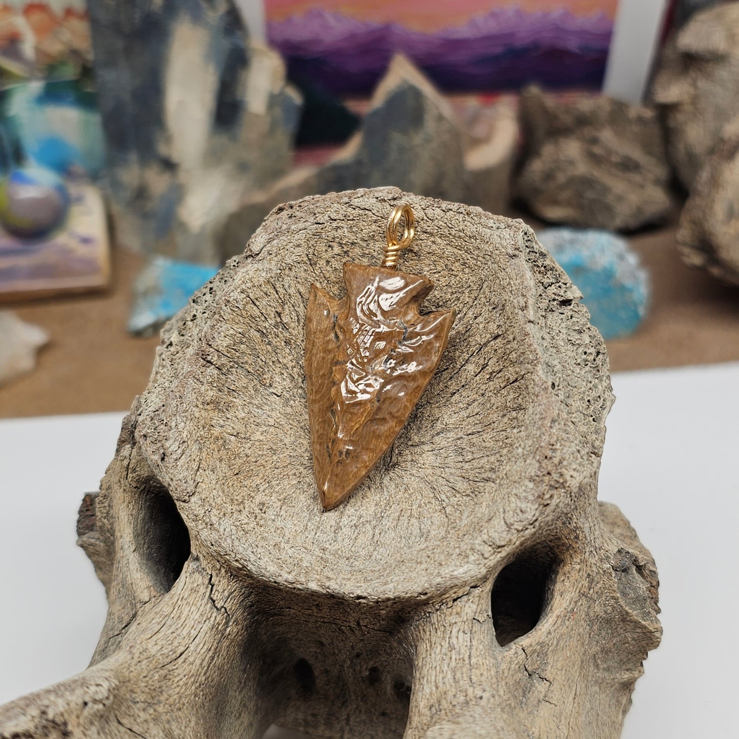 Woolly Mammoth Bark Ivory Arrowhead Pendant | Boneyard Alaska