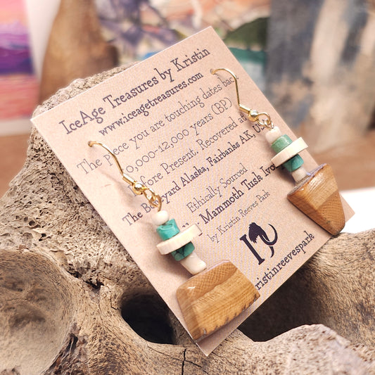 Boneyard Alaska Woolly Mammoth Ivory Bead Earrings