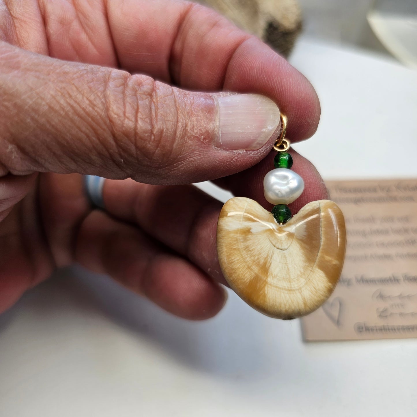 Woolly Mammoth Ivory Heart Pendant