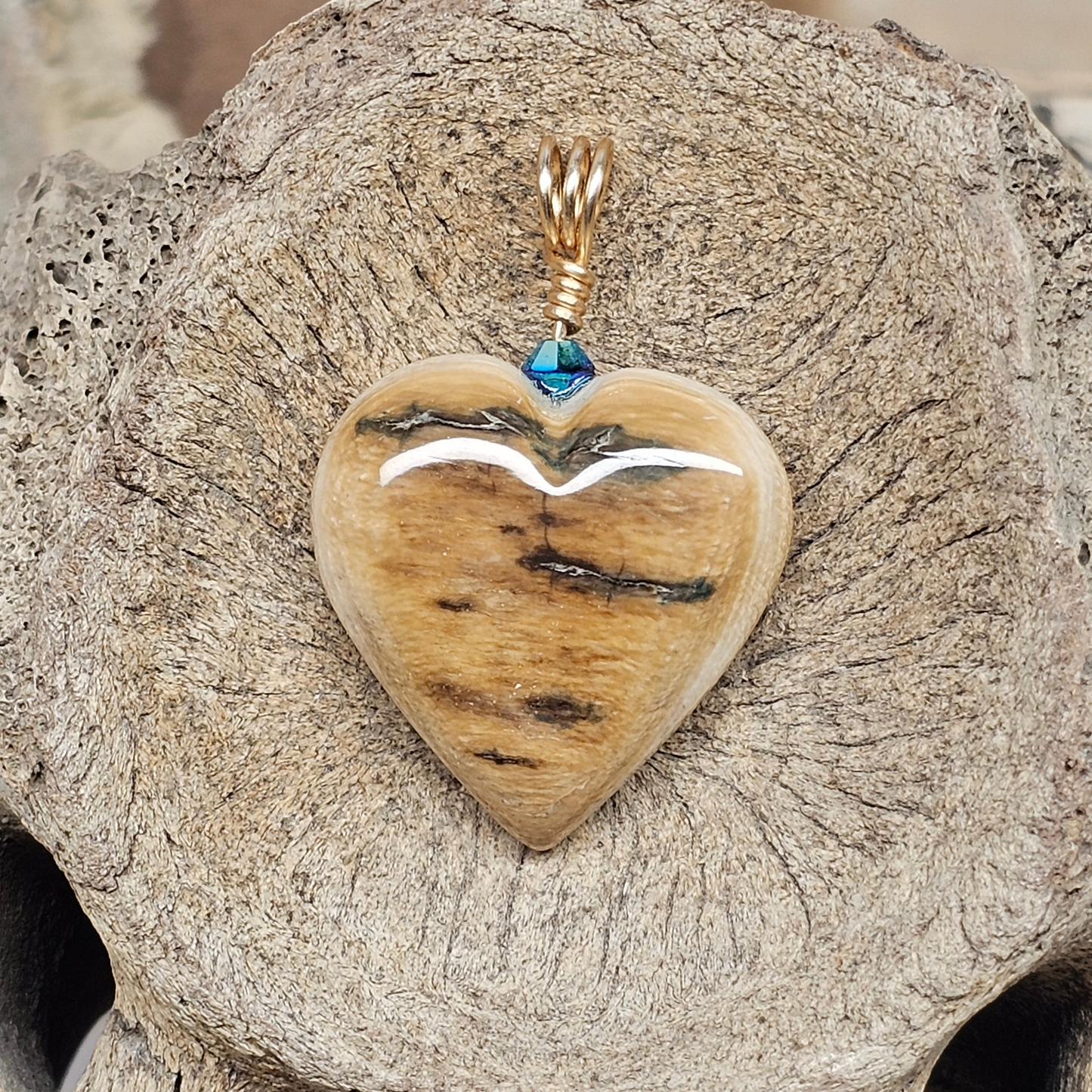 Woolly Mammoth Fossil Ivory Puffed Heart Pendant | Ice Age Treasures
