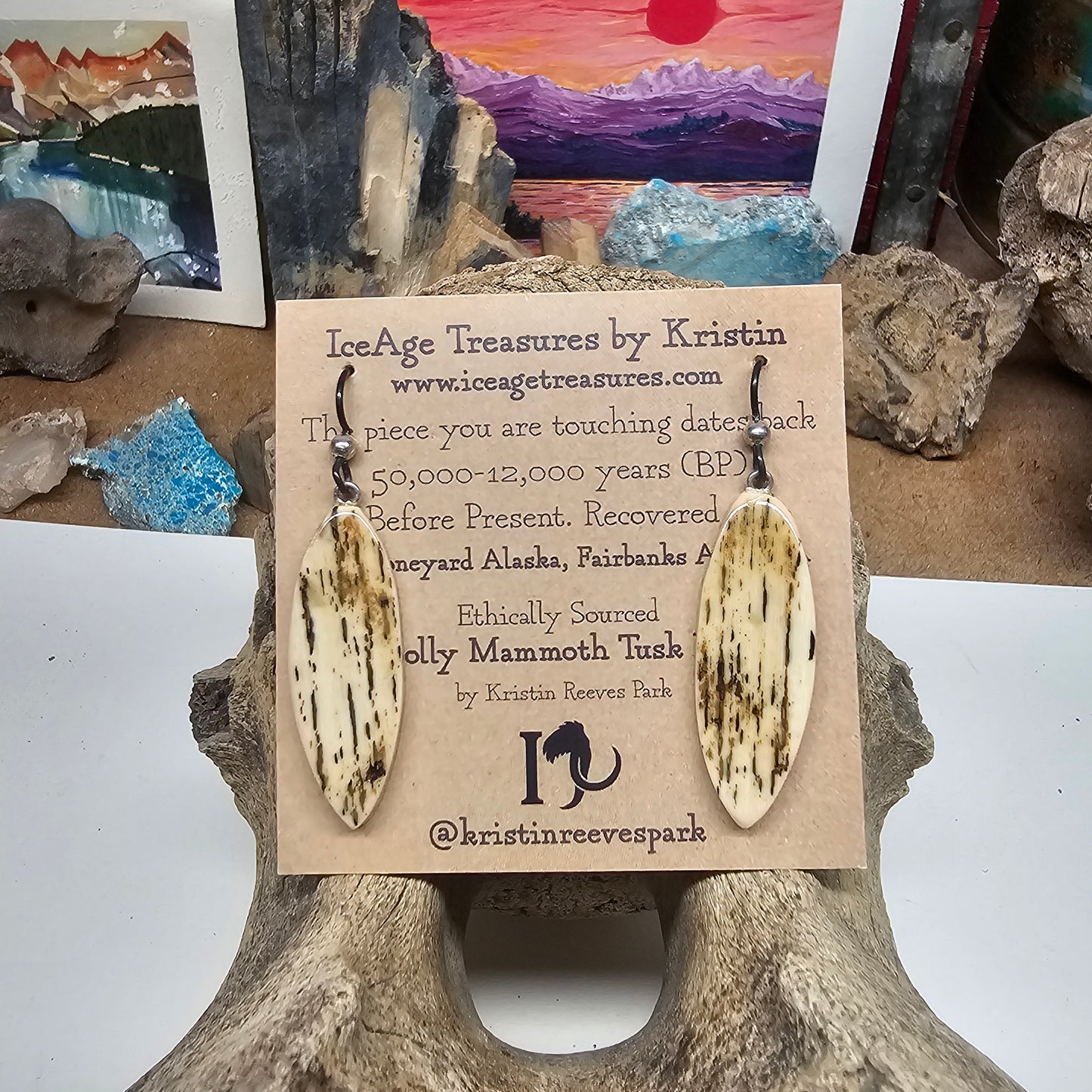 Woolly Mammoth Fossil Ivory Earrings | Ice Age Treasures