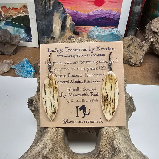 Woolly Mammoth Fossil Ivory Earrings | Ice Age Treasures